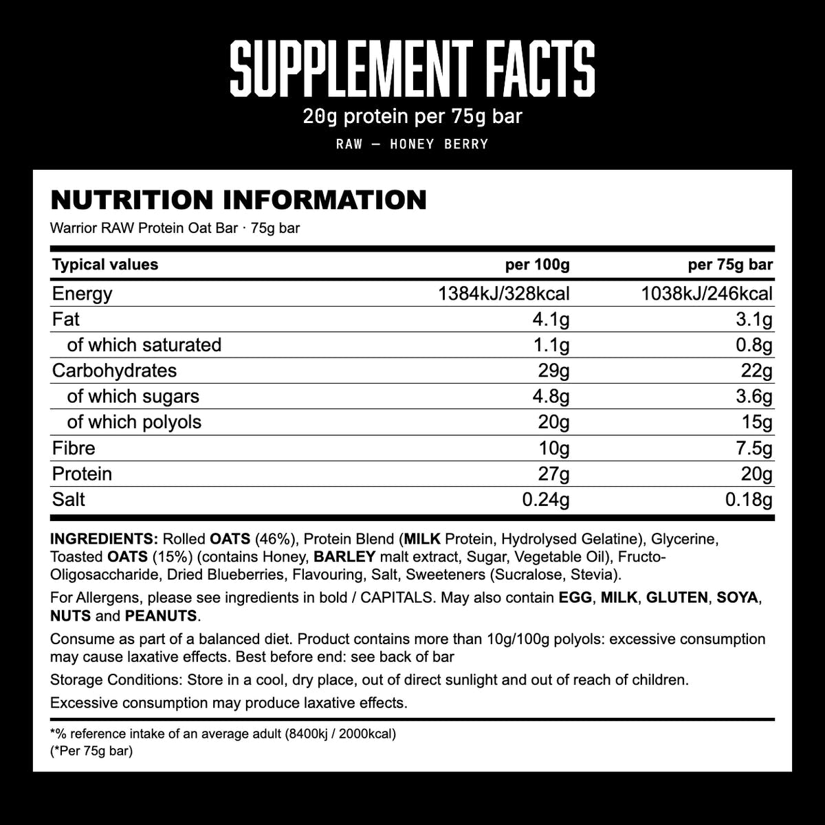 RAW B198-B-12 supplement facts