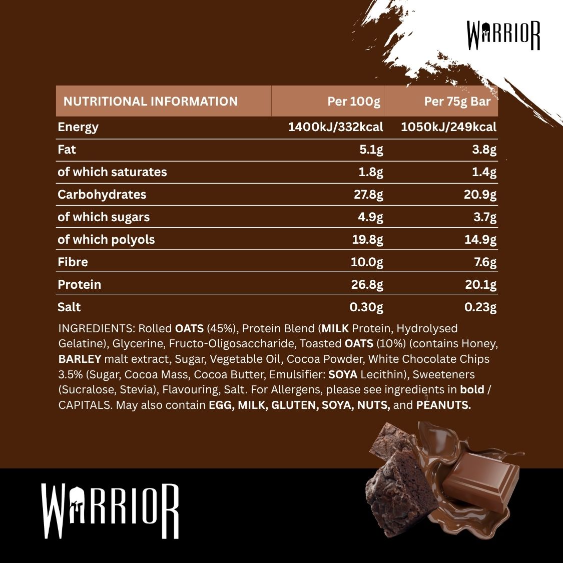Warrior RAW Protein Bar - 12 x 75g Bars