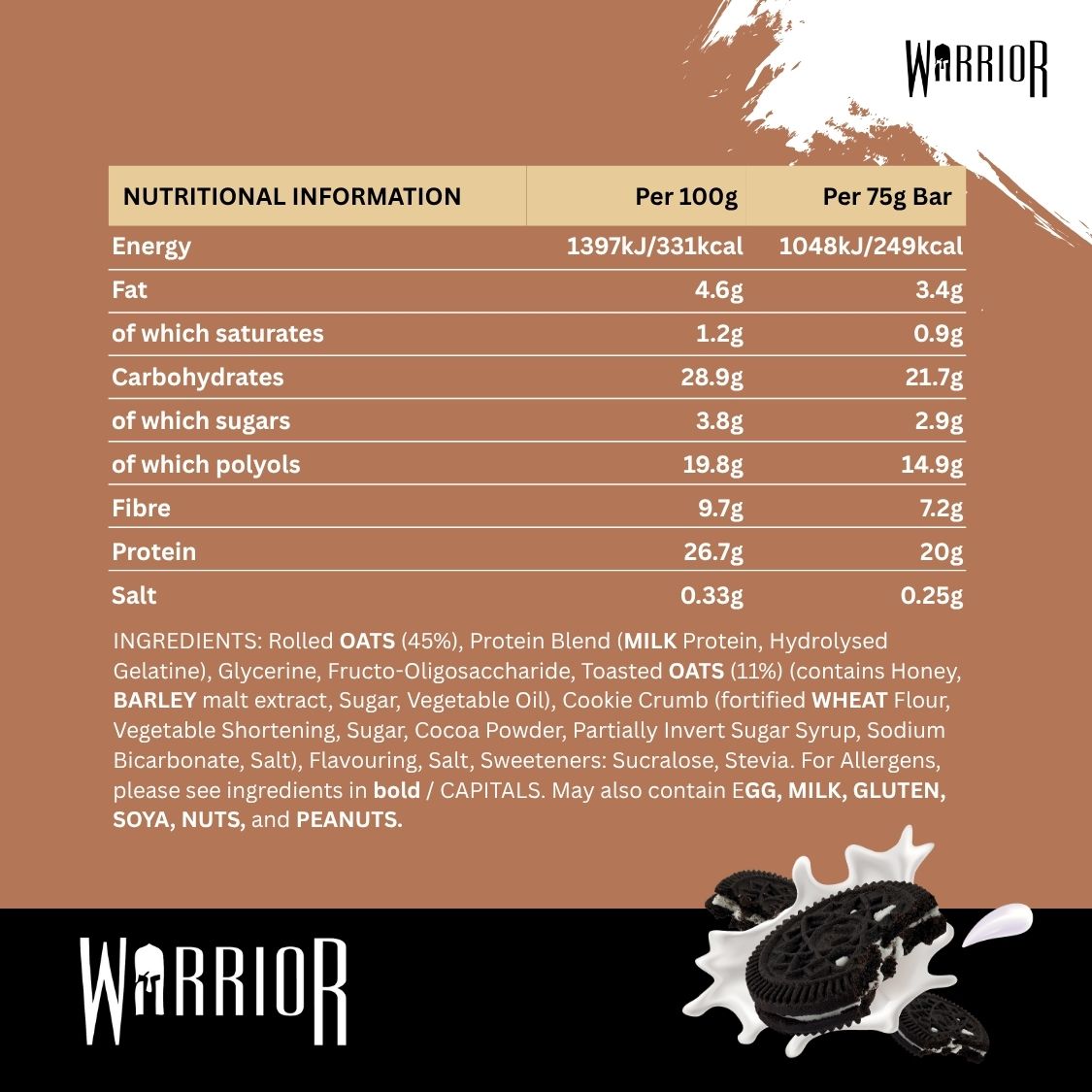 Warrior RAW Protein Bar - 12 x 75g Bars