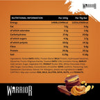 Nutritional information panel for Warrior RAW Chocolate Peanut Butter bar with peanut butter cups image
