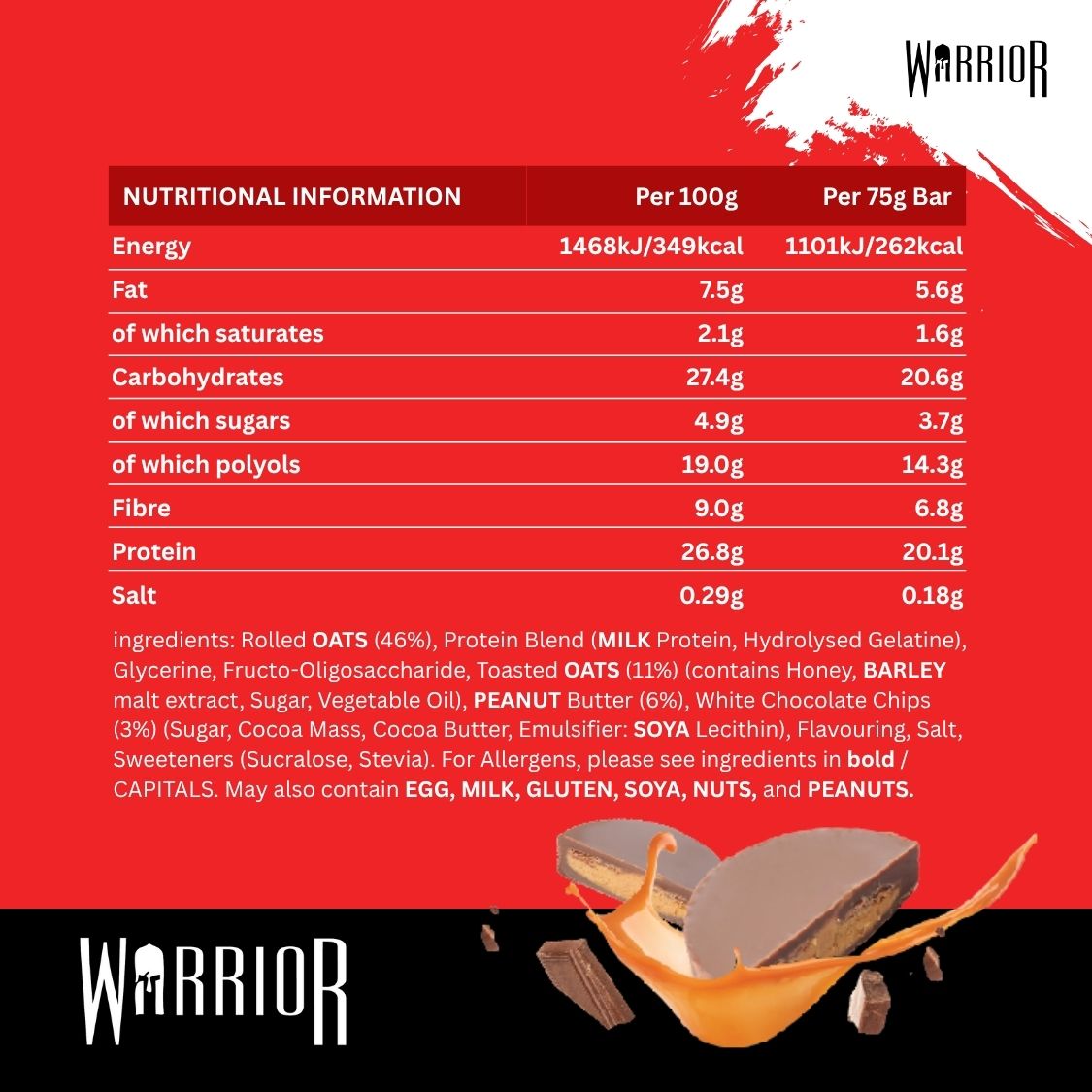 Warrior RAW Protein Bar - 12 x 75g Bars