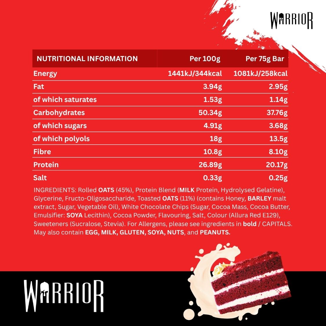 Warrior RAW Protein Bar - 12 x 75g Bars