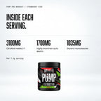 Warrior Pump Pre-Workout Powder, Strawberry Kiwi: macro callout
