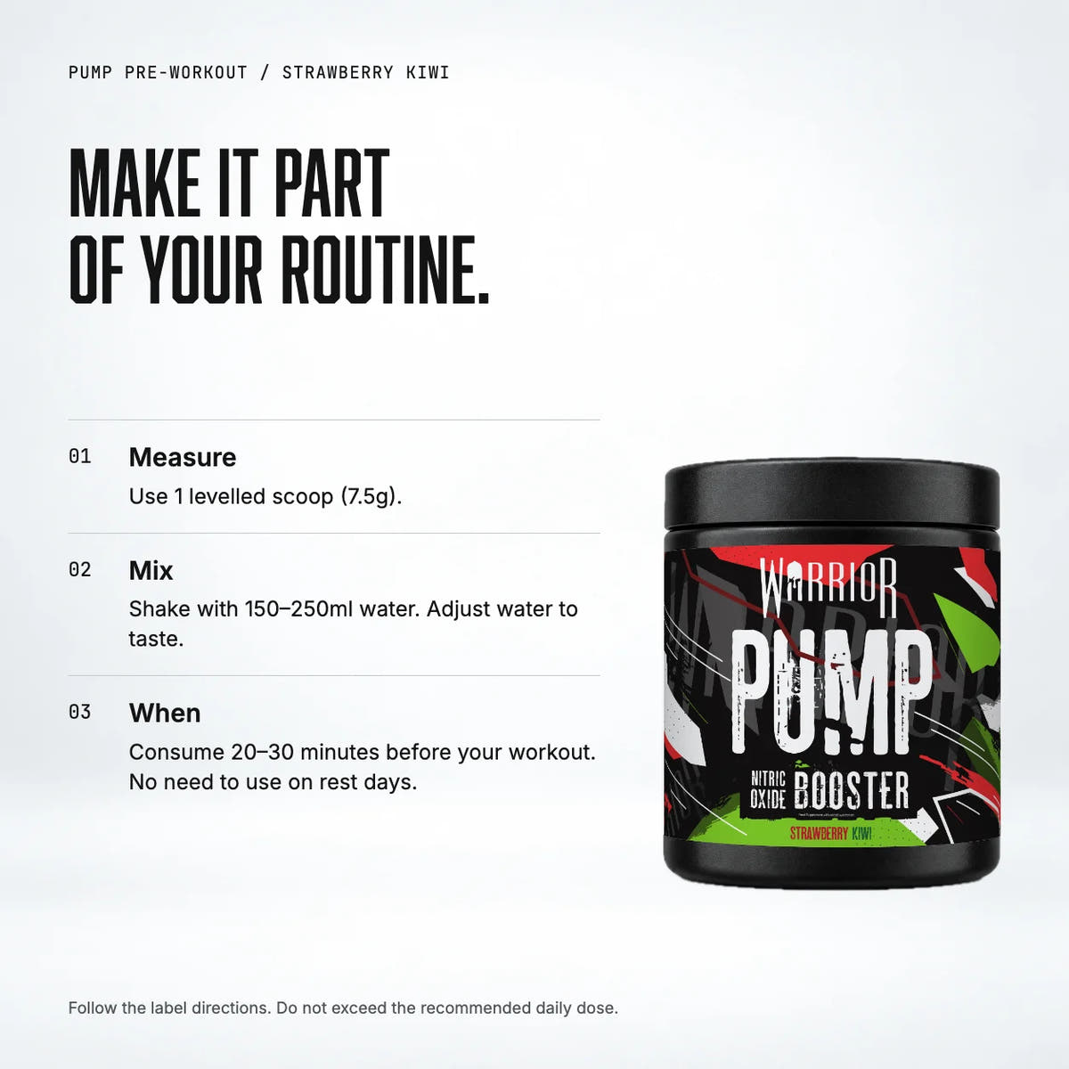 Warrior Pump Pre-Workout Powder, Strawberry Kiwi: when to take