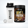 Warrior Whey Protein Bundle: Whey Protein 500g Double Chocolate and a clear Warrior shaker