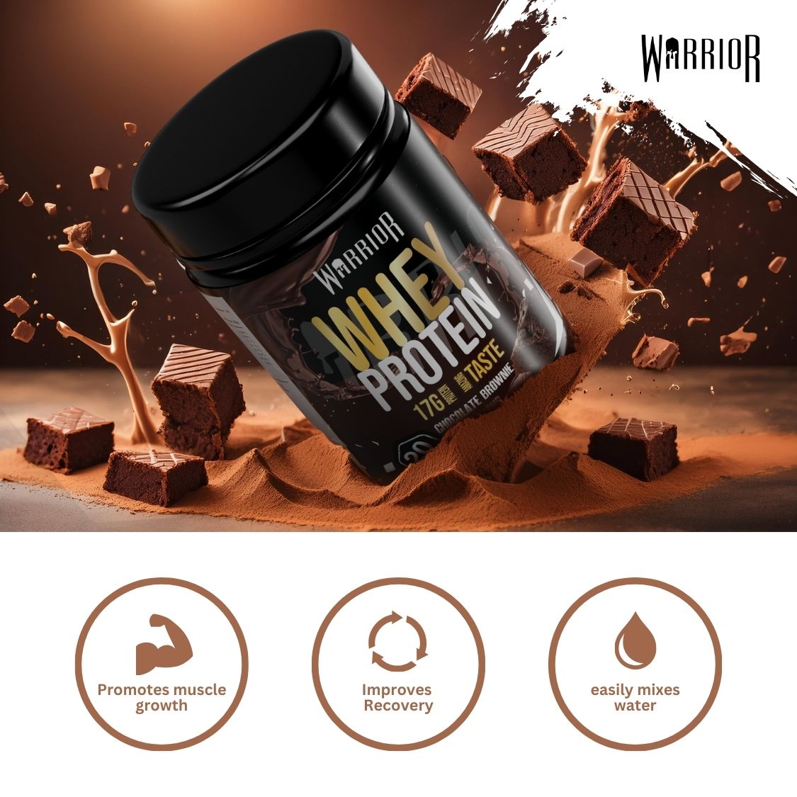 Warrior Whey Protein Powder – 500g | High Protein Shake for Muscle, Recovery & Lean Gains UK