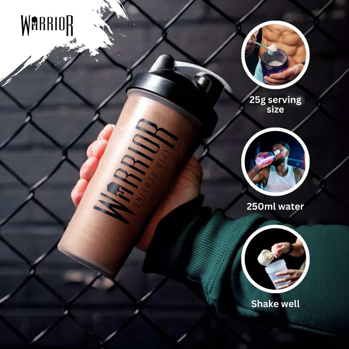 Warrior Whey Protein Powder – 500g | High Protein Shake for Muscle, Recovery & Lean Gains UK