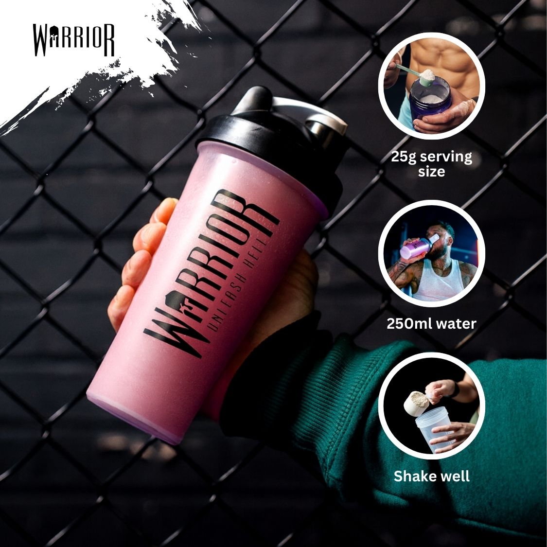 Warrior Whey Protein Powder – 500g | High Protein Shake for Muscle, Recovery & Lean Gains UK