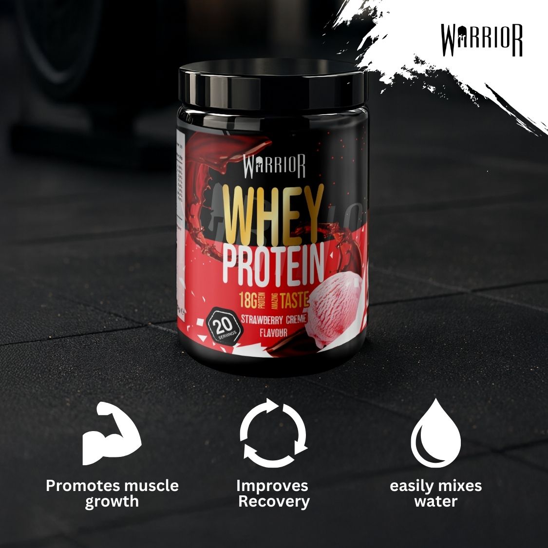 Warrior Whey Protein Powder – 500g | High Protein Shake for Muscle, Recovery & Lean Gains UK