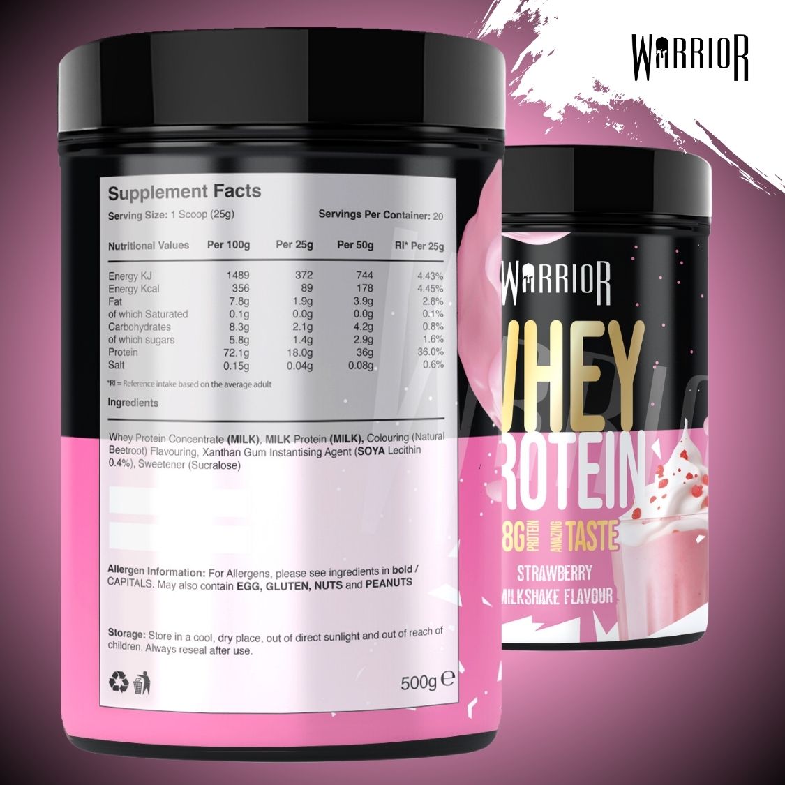 Warrior Whey Protein Powder – 500g | High Protein Shake for Muscle, Recovery & Lean Gains UK