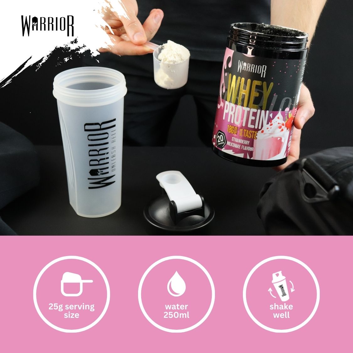 Warrior Whey Protein Powder – 500g | High Protein Shake for Muscle, Recovery & Lean Gains UK
