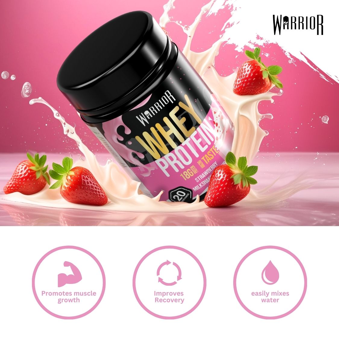 Warrior Whey Protein Powder – 500g | High Protein Shake for Muscle, Recovery & Lean Gains UK