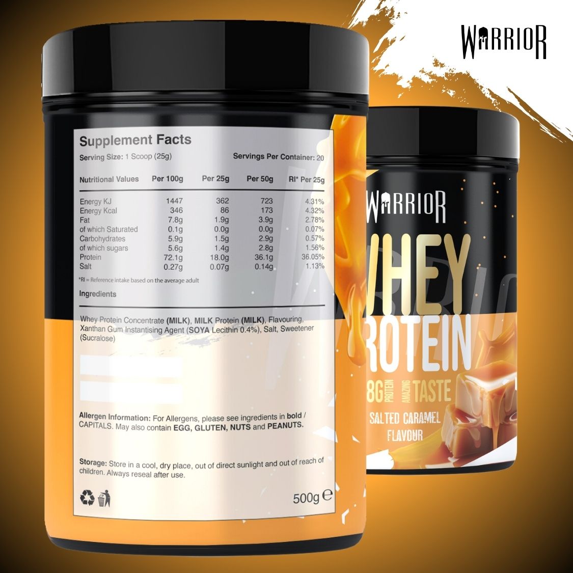 Warrior Whey Protein Powder – 500g | High Protein Shake for Muscle, Recovery & Lean Gains UK