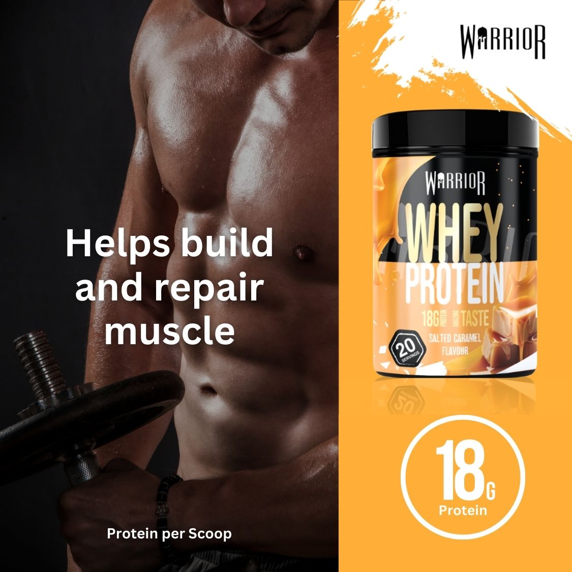 Warrior Whey Protein Powder – 500g | High Protein Shake for Muscle, Recovery & Lean Gains UK