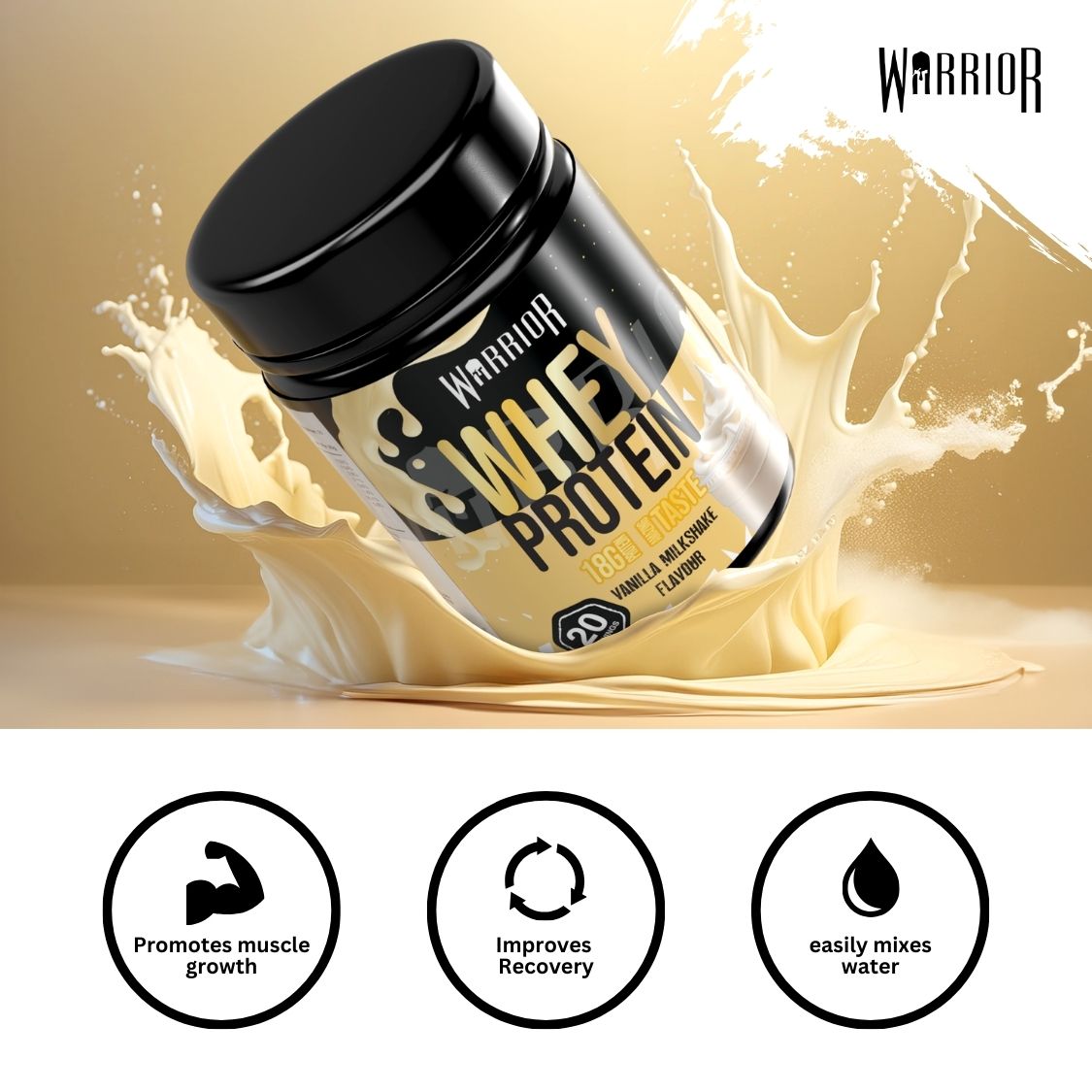 Warrior Whey Protein Powder – 500g | High Protein Shake for Muscle, Recovery & Lean Gains UK