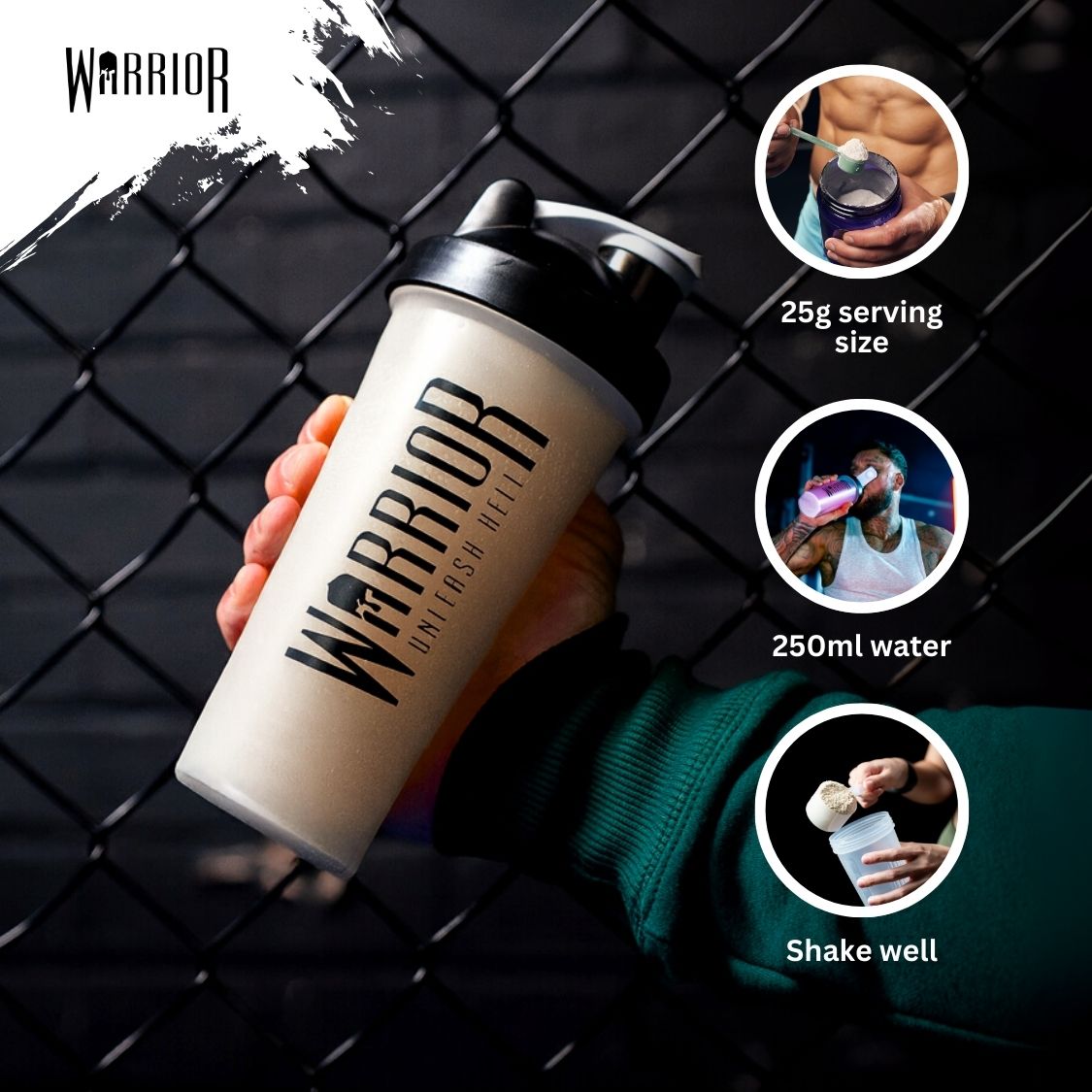 Warrior Whey Protein Powder – 500g | High Protein Shake for Muscle, Recovery & Lean Gains UK