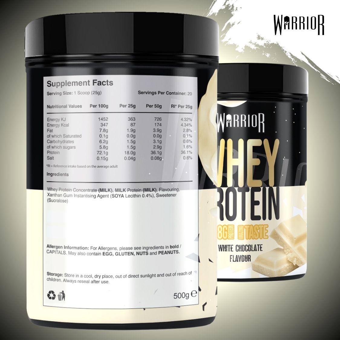 Warrior Whey Protein Powder – 500g | High Protein Shake for Muscle, Recovery & Lean Gains UK