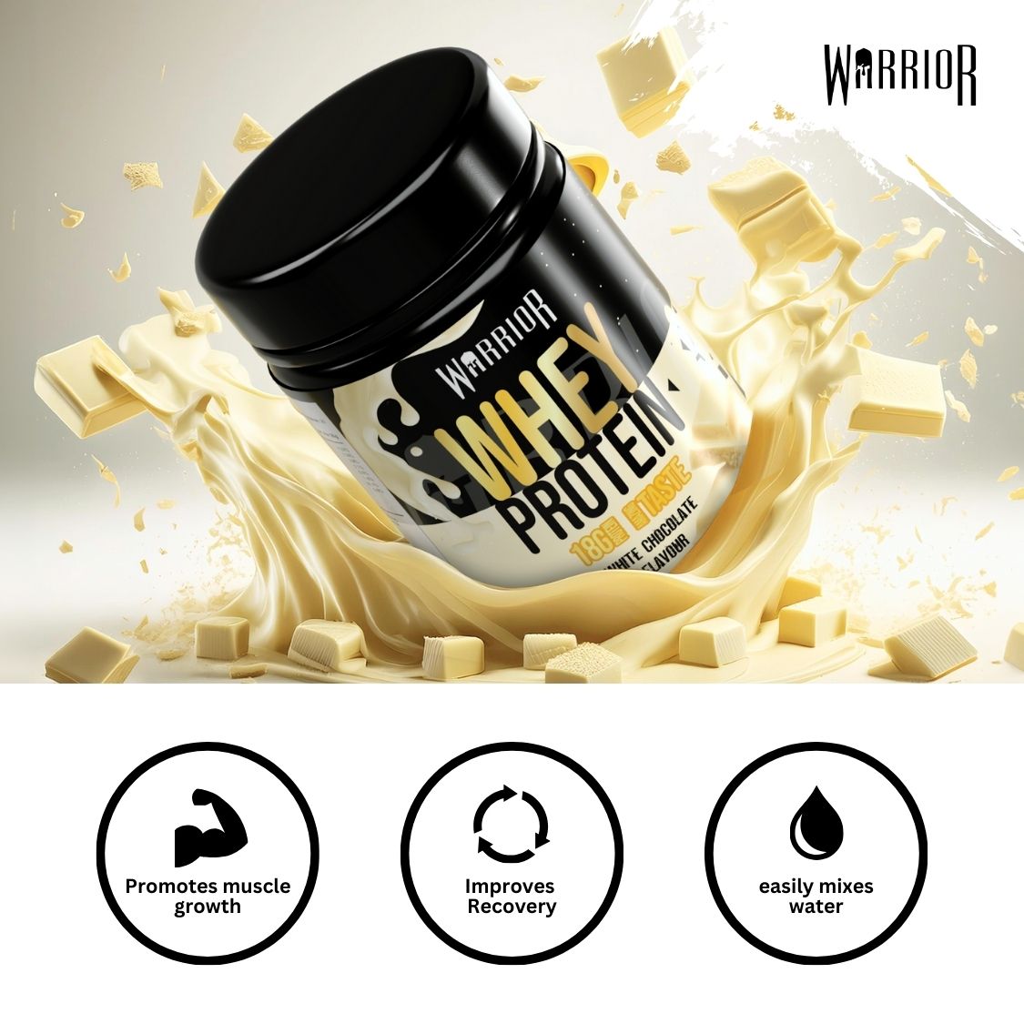 Warrior Whey Protein Powder – 500g | High Protein Shake for Muscle, Recovery & Lean Gains UK