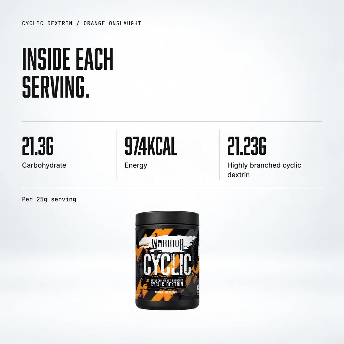 Warrior Cyclic Dextrin Powder, Orange Onslaught: macro callout