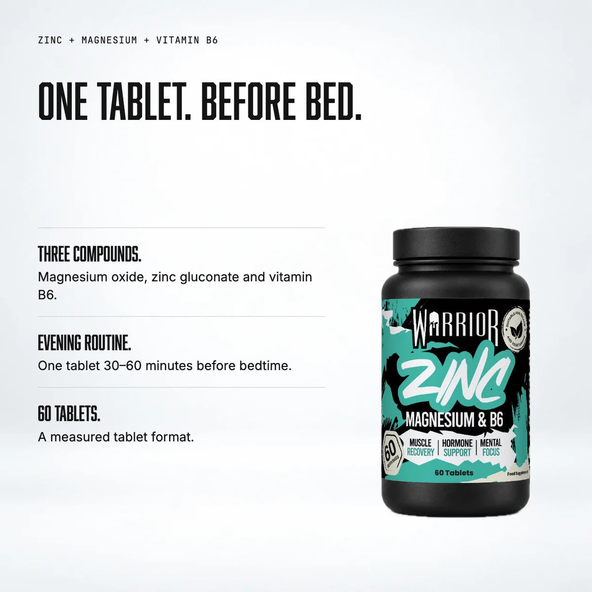 Warrior Zinc – Zinc, Magnesium & Vitamin B6 (60 Tablets): benefits