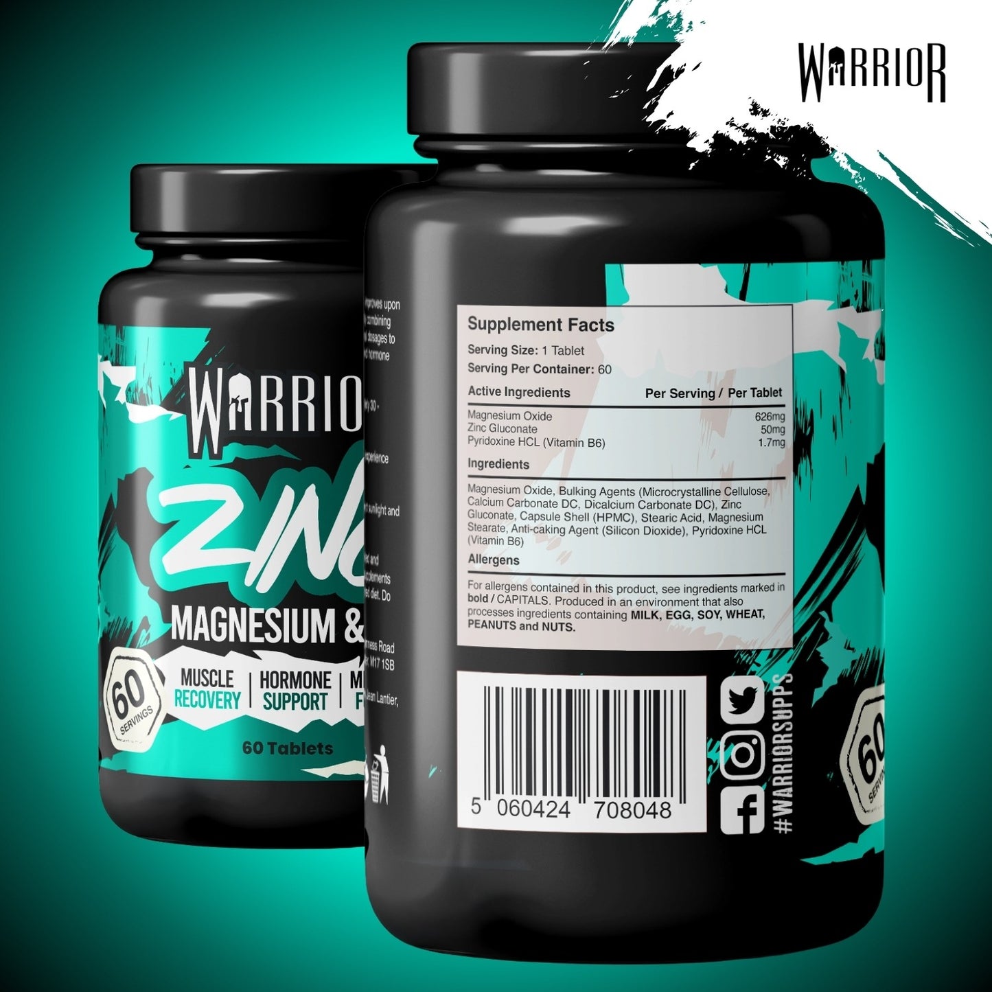 Warrior Zinc – Zinc, Magnesium & Vitamin B6 (60 Tablets) | Sleep, Recovery & Natural Hormone Support