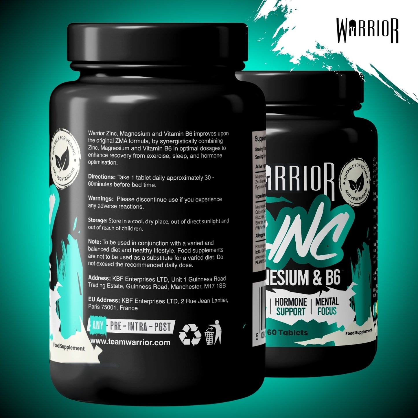 Warrior Zinc – Zinc, Magnesium & Vitamin B6 (60 Tablets) | Sleep, Recovery & Natural Hormone Support