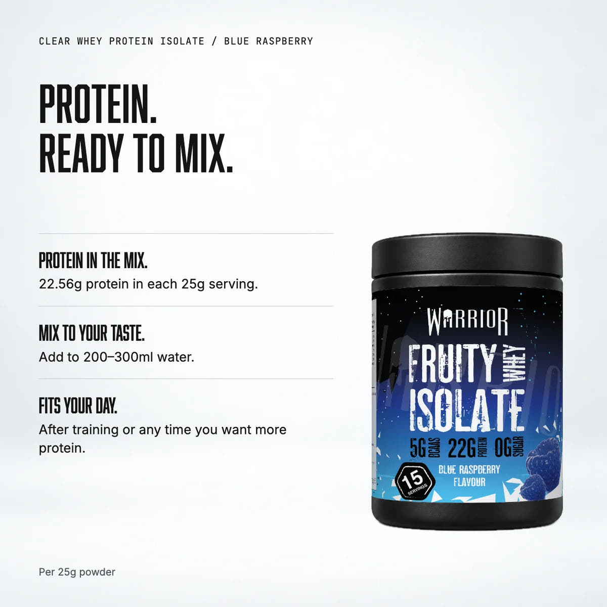 Warrior Clear Whey Protein Isolate – 22g Protein – 375g, Blue Raspberry: benefits