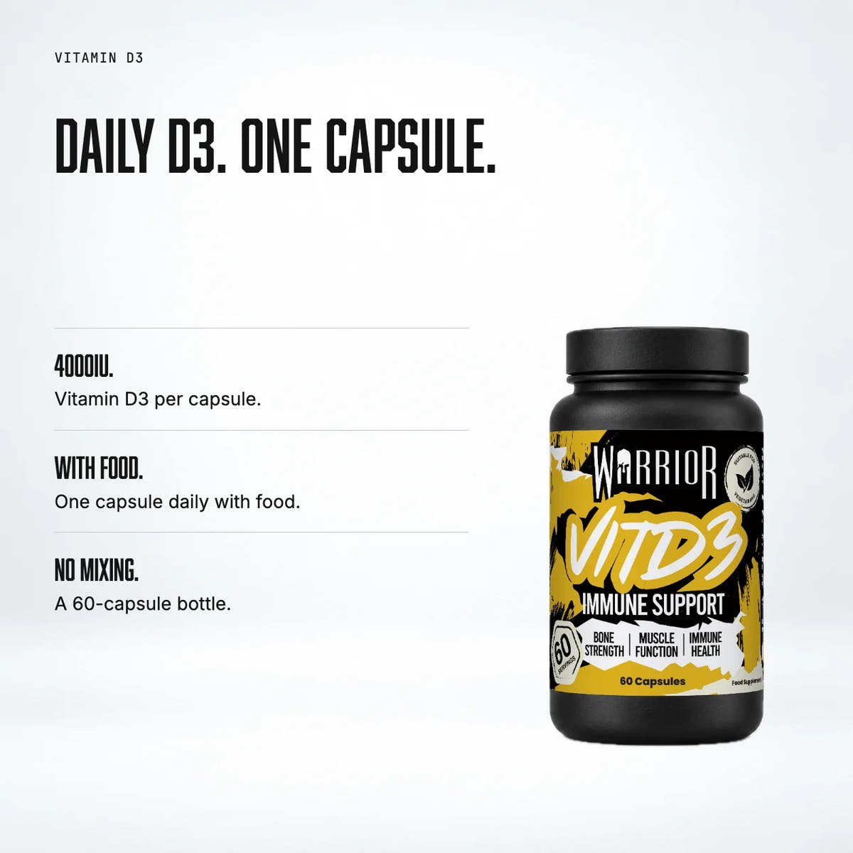 Warrior Vitamin D3 – 4000 IU (60 Capsules): benefits