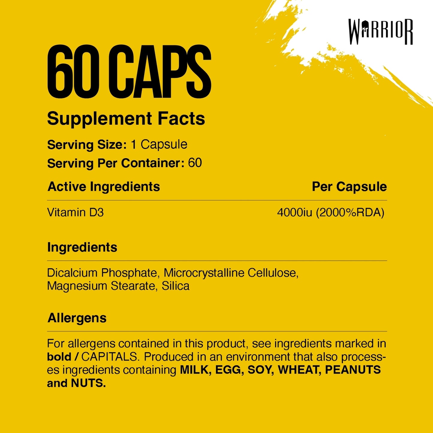 Warrior Vitamin D3 – 5000 IU (60 Tablets) | High Strength Immunity, Bone, Mood & Muscle Support