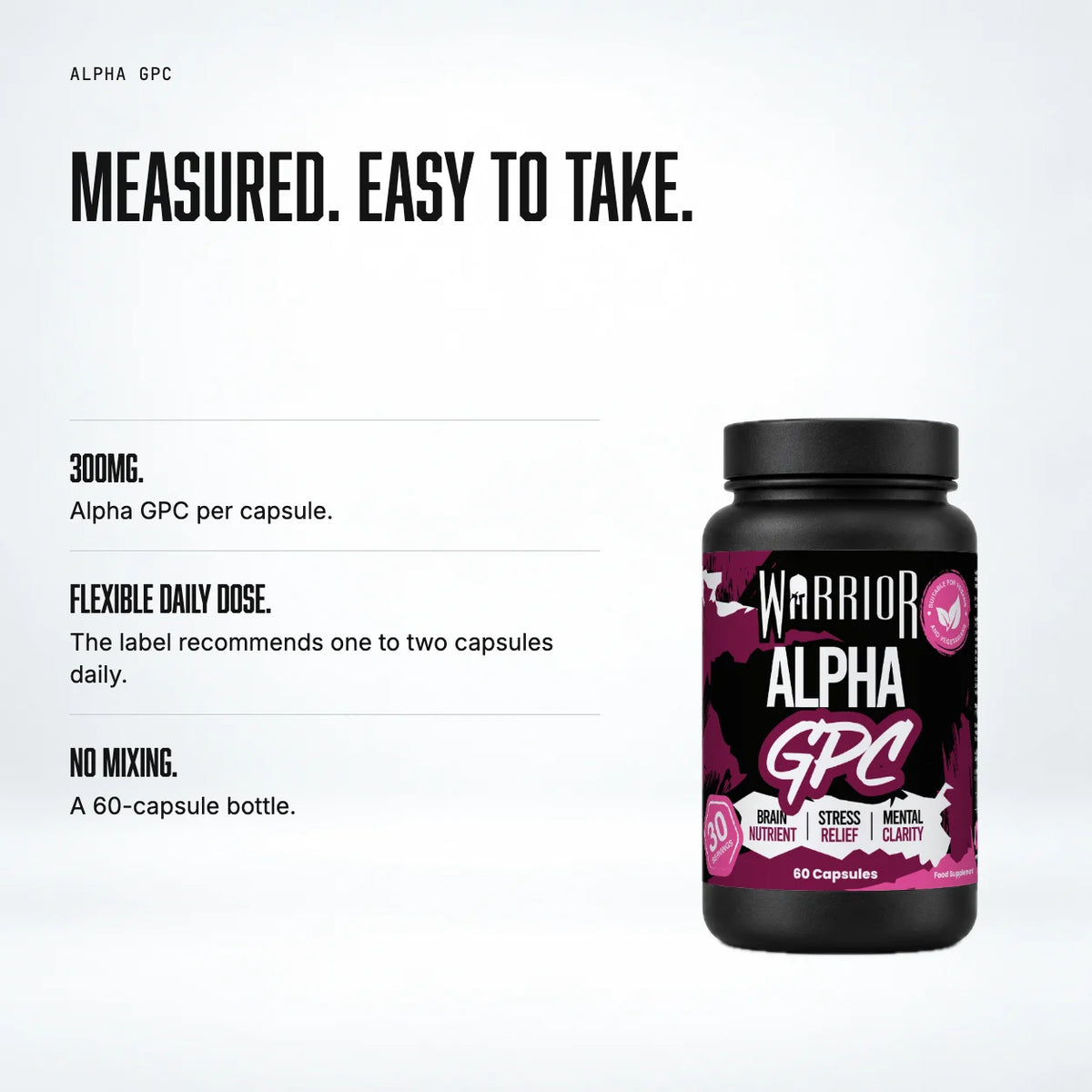 Warrior Alpha GPC 600mg | 60 Vegan Capsules
