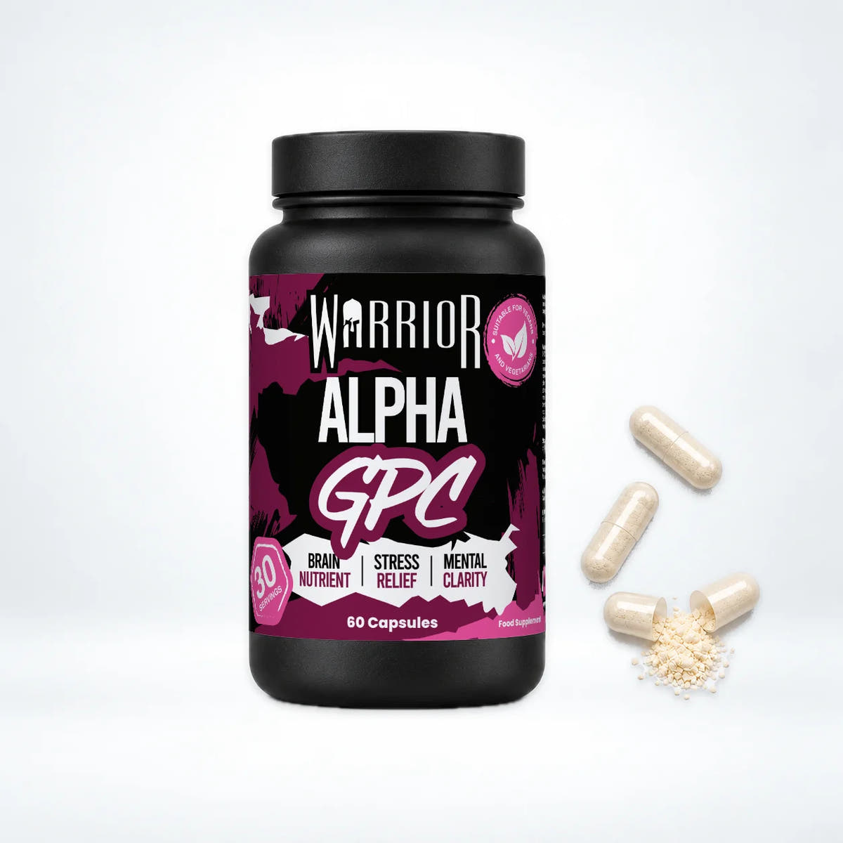 Warrior Alpha GPC 600mg – 60 Capsules: pack shot