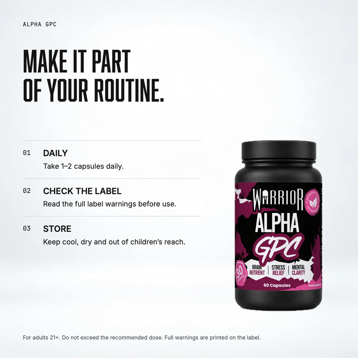 Warrior Alpha GPC 600mg – 60 Capsules: when to take