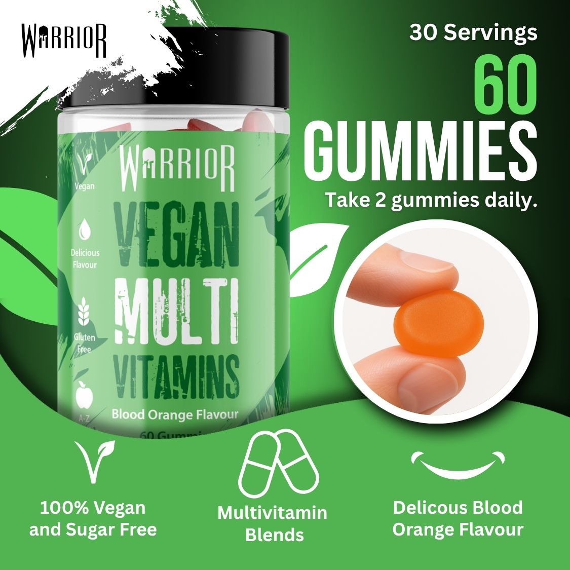 Warrior Vegan Multi Vitamin Gummies - 60 Orange Flavour Gummies