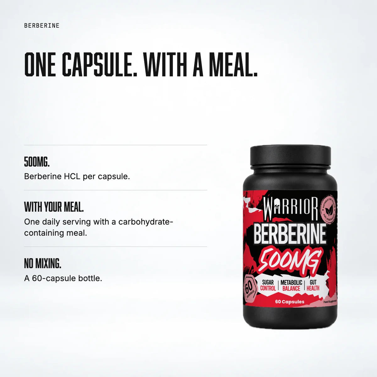 Warrior Berberine 500mg – 60 Vegan Capsules: benefits