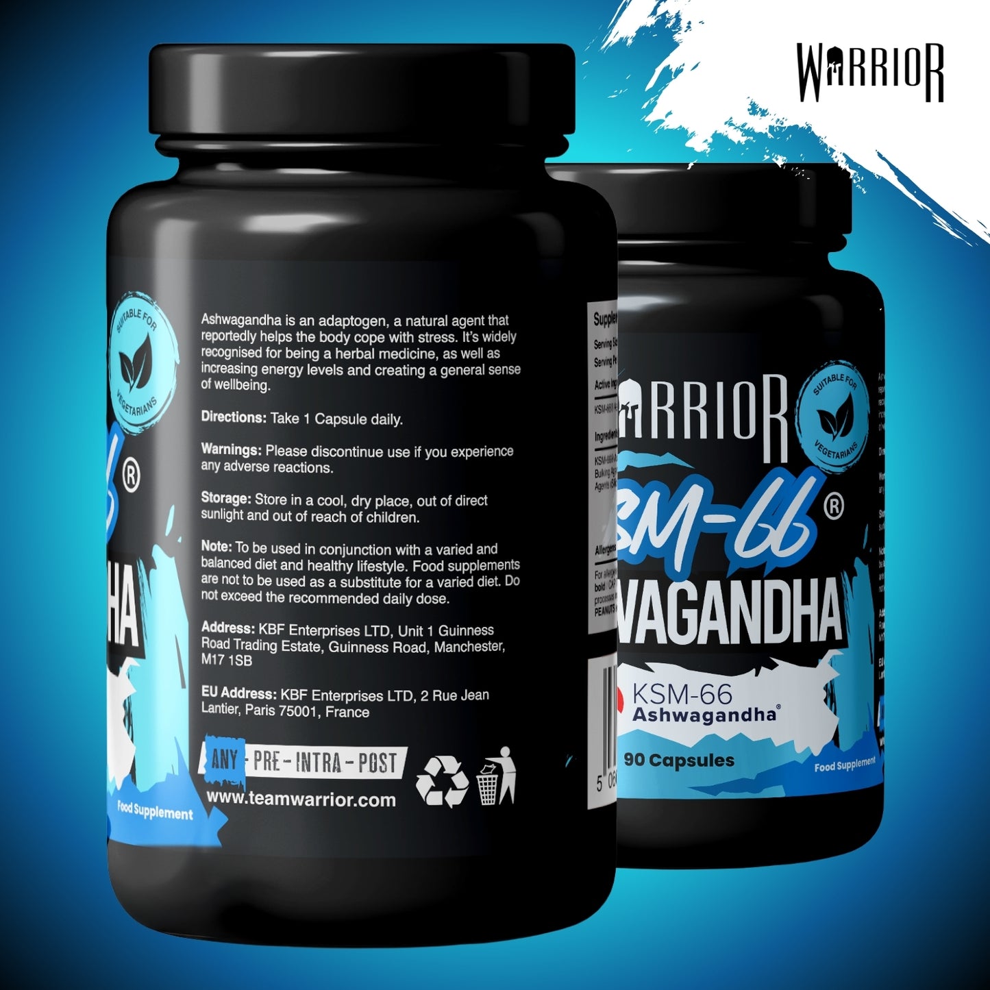Warrior Ashwagandha 300mg – Stress Relief, Testosterone & Recovery Support | 90 Capsules (UK Made)