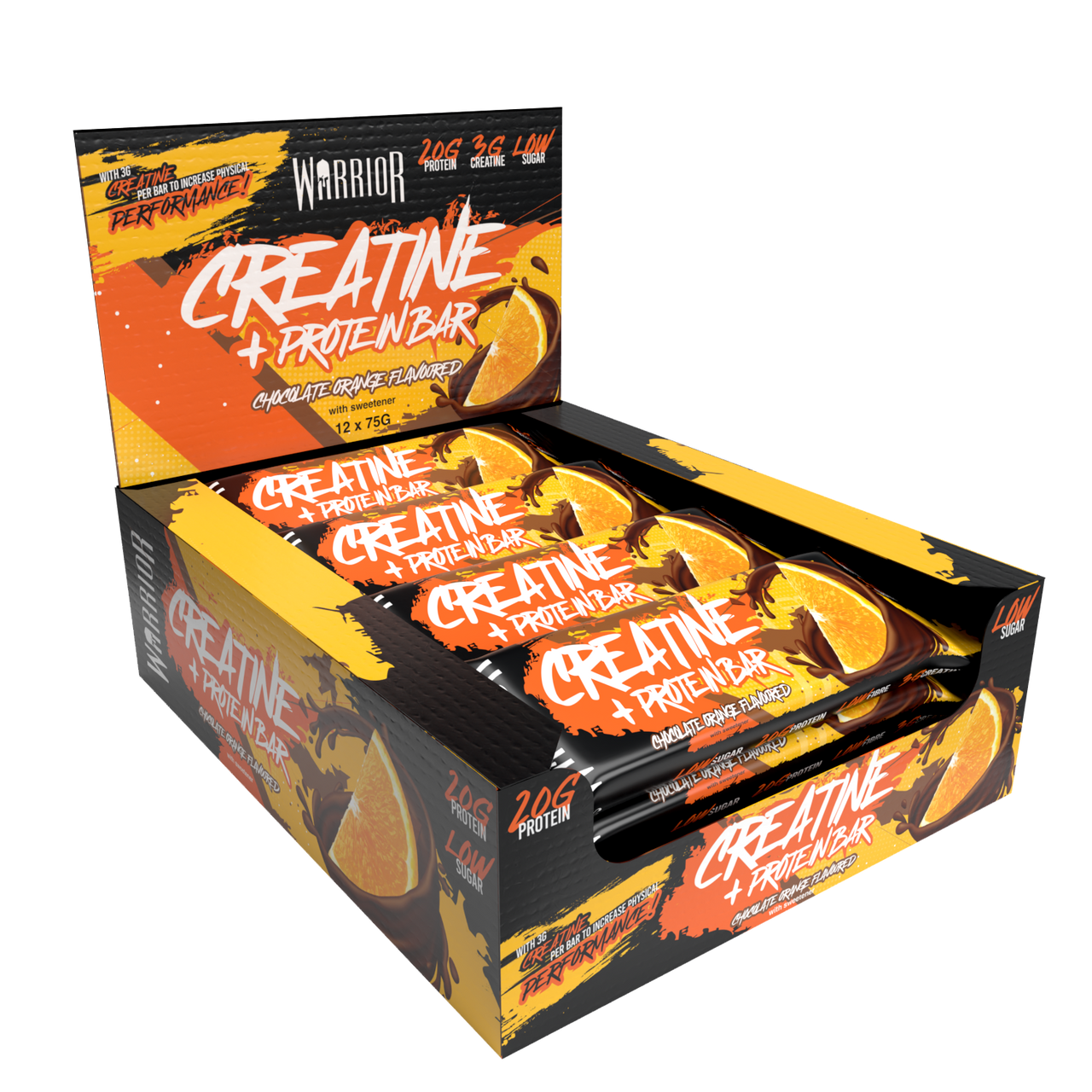 Warrior Creatine Protein Bars - 12 Bars - Strength + Muscle + Recovery