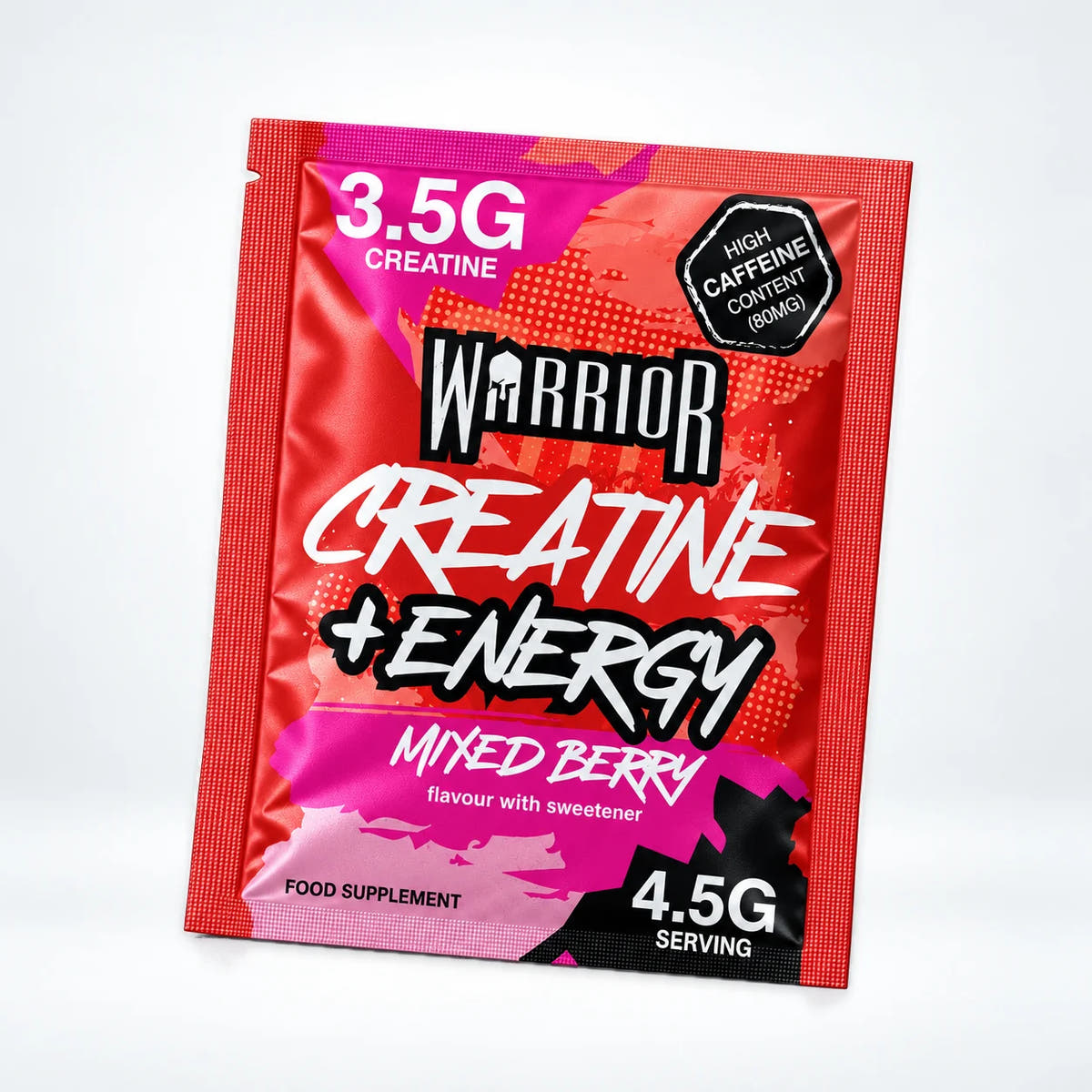 Warrior Creatine Plus Energy – 15 Sachet Pack (30 Servings), Mixed Berry: pack shot