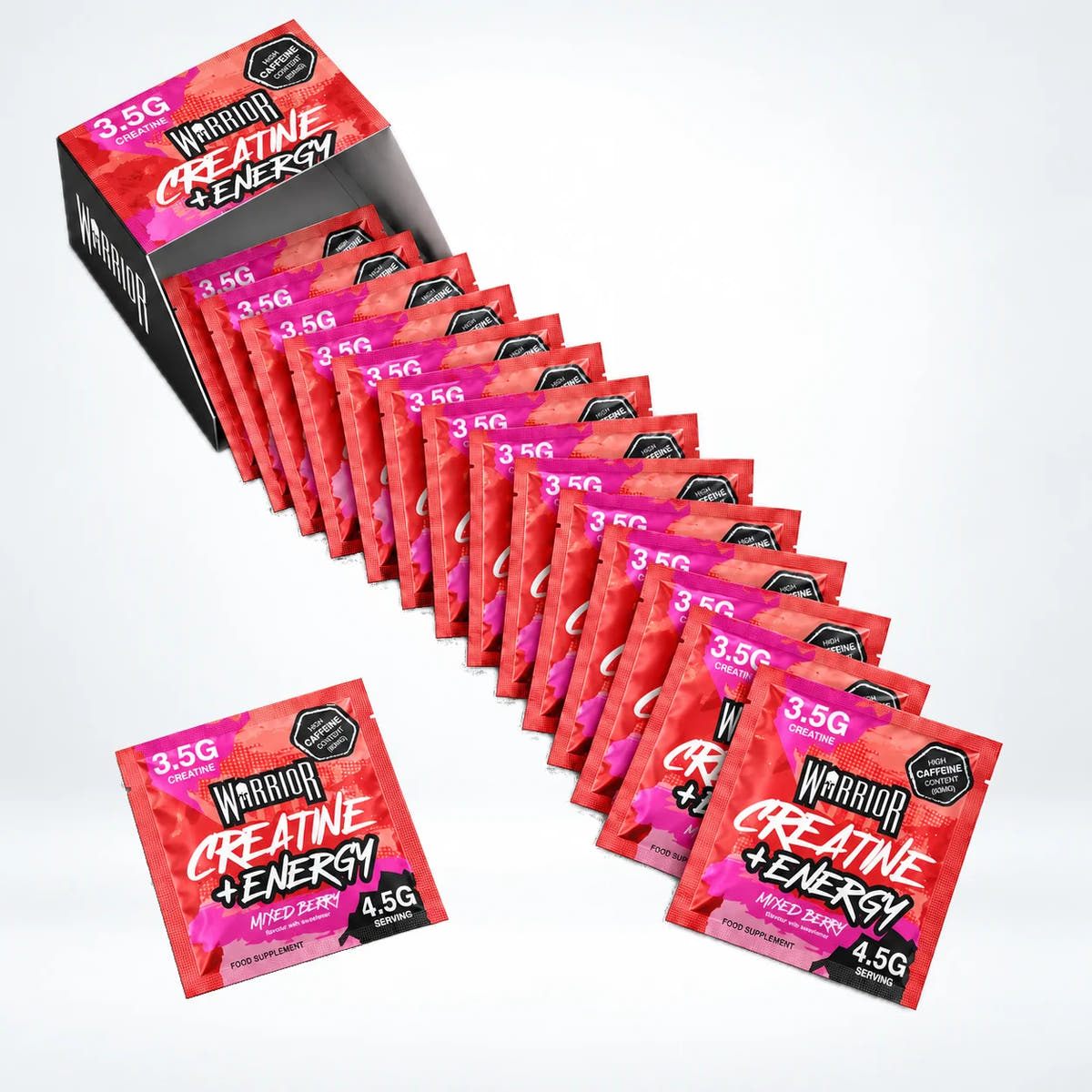 Warrior Creatine Plus Energy – 15 Sachet Pack (30 Servings), Mixed Berry: image