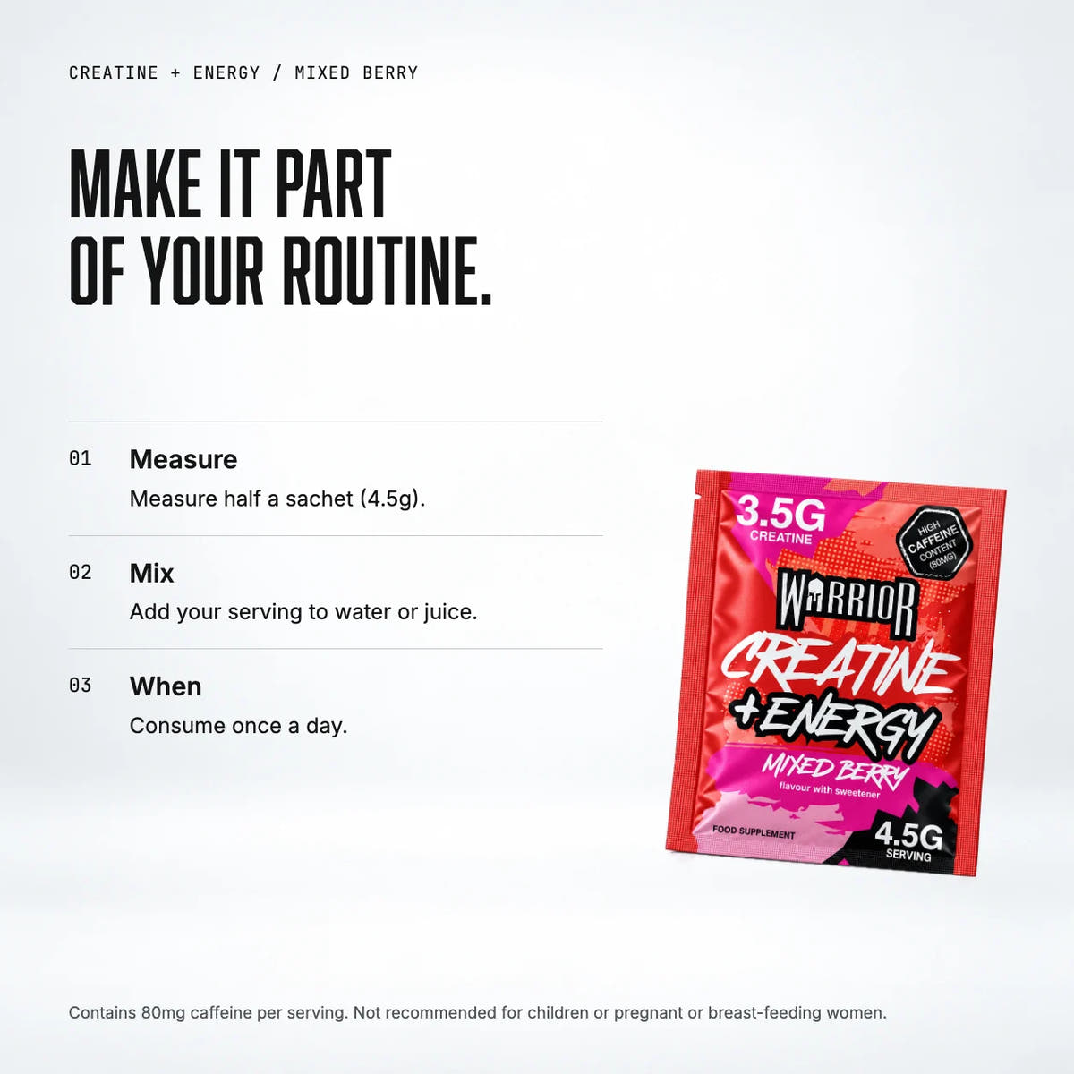 Warrior Creatine Plus Energy – 15 Sachet Pack (30 Servings), Mixed Berry: when to take
