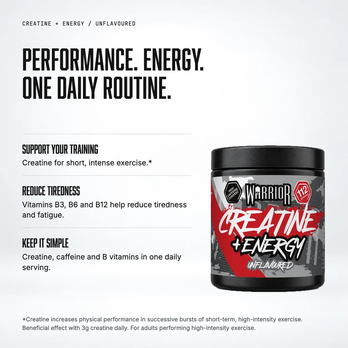 Warrior Creatine Plus Energy (Unflavoured), Unflavoured: benefits