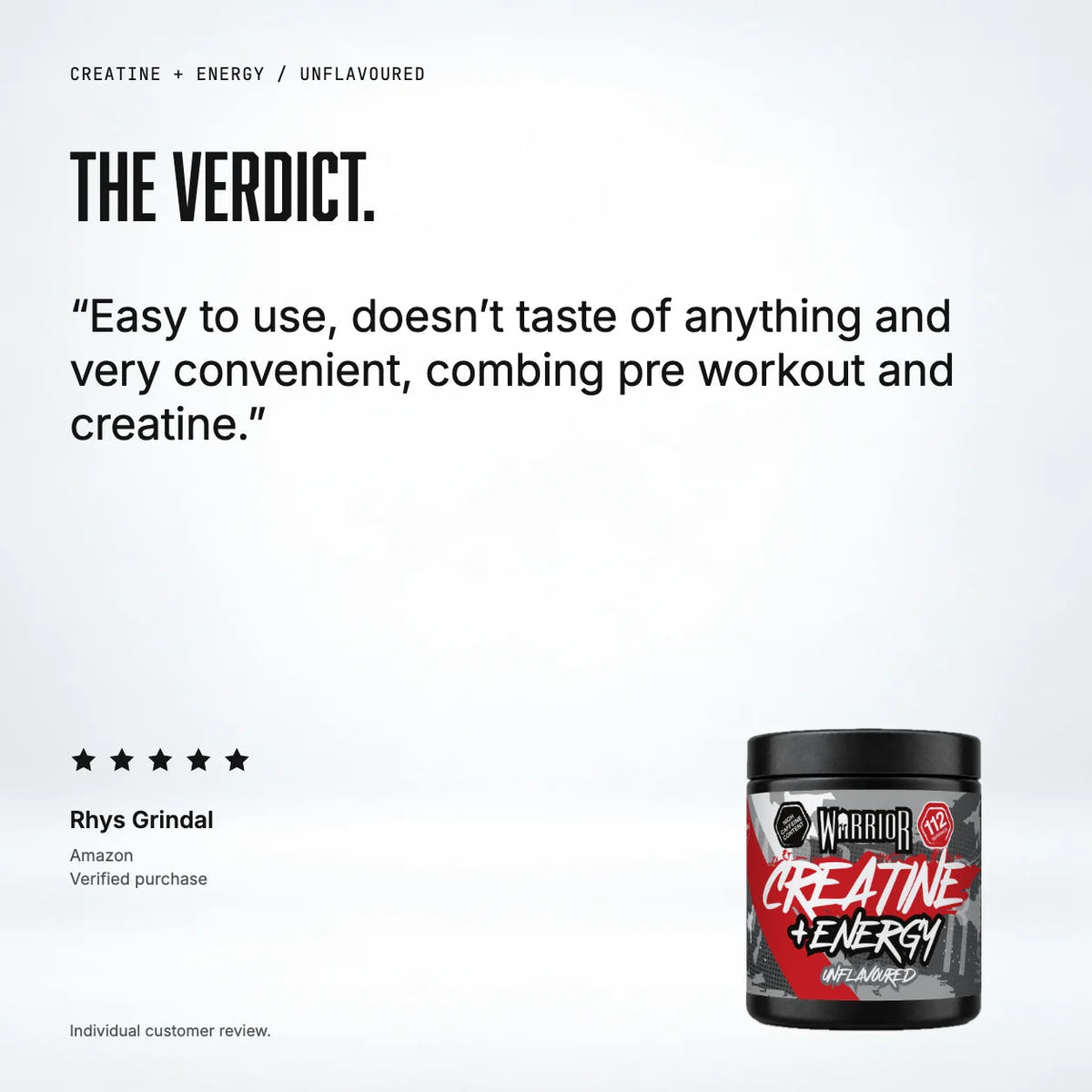 Warrior Creatine Plus Energy (Unflavoured), Unflavoured: customer review