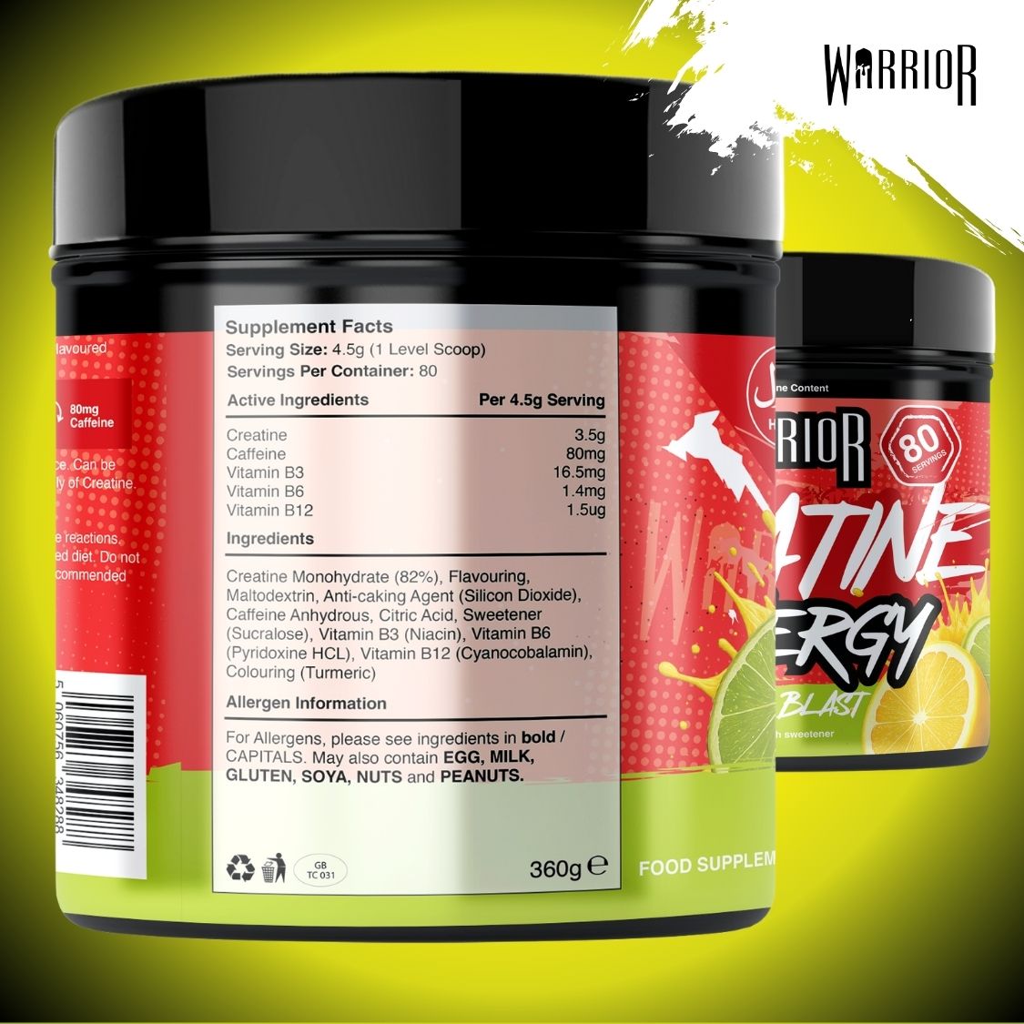 Warrior Creatine Plus Energy - 80 Servings