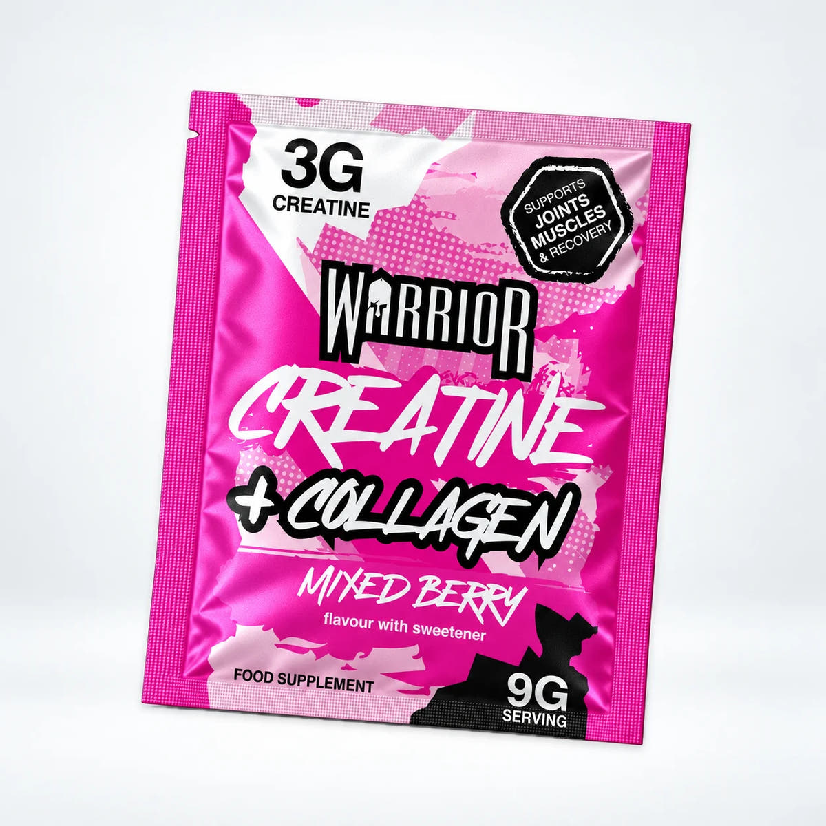Warrior Creatine Plus Collagen – 15 Sachet Pack (30 Servings), Mixed Berry: pack shot