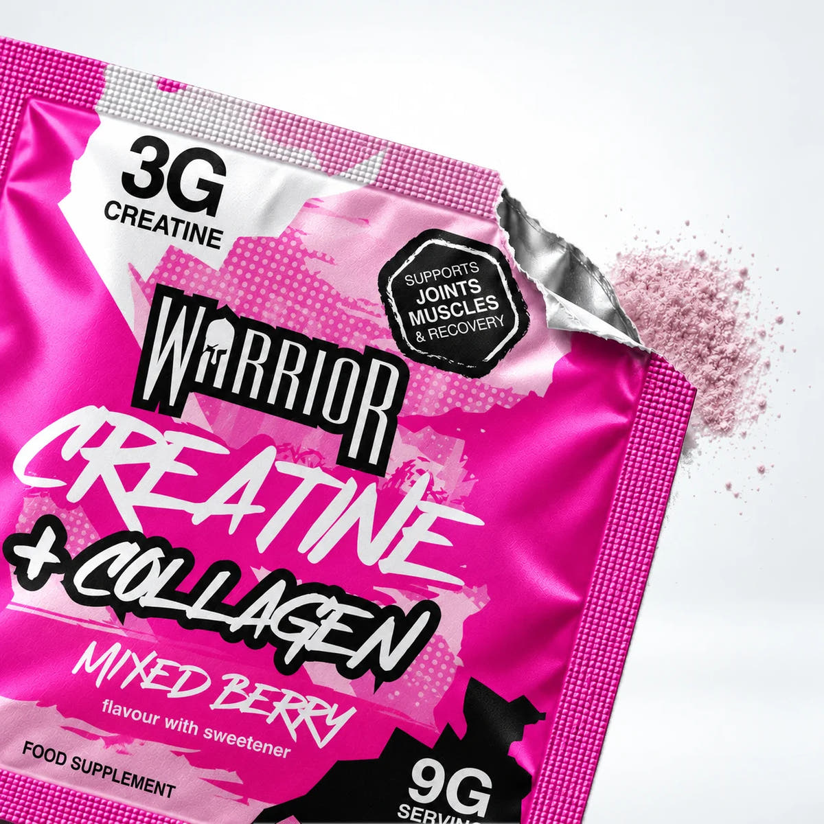Warrior Creatine Plus Collagen – 15 Sachet Pack (30 Servings), Mixed Berry: image