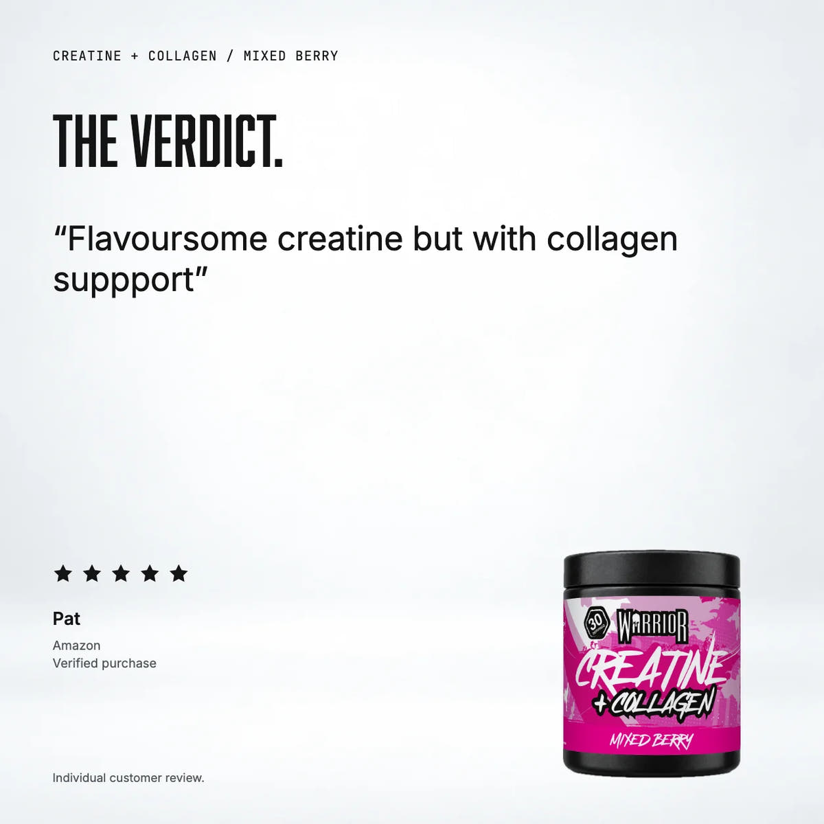 Warrior Creatine Plus Collagen, Mixed Berry: customer review