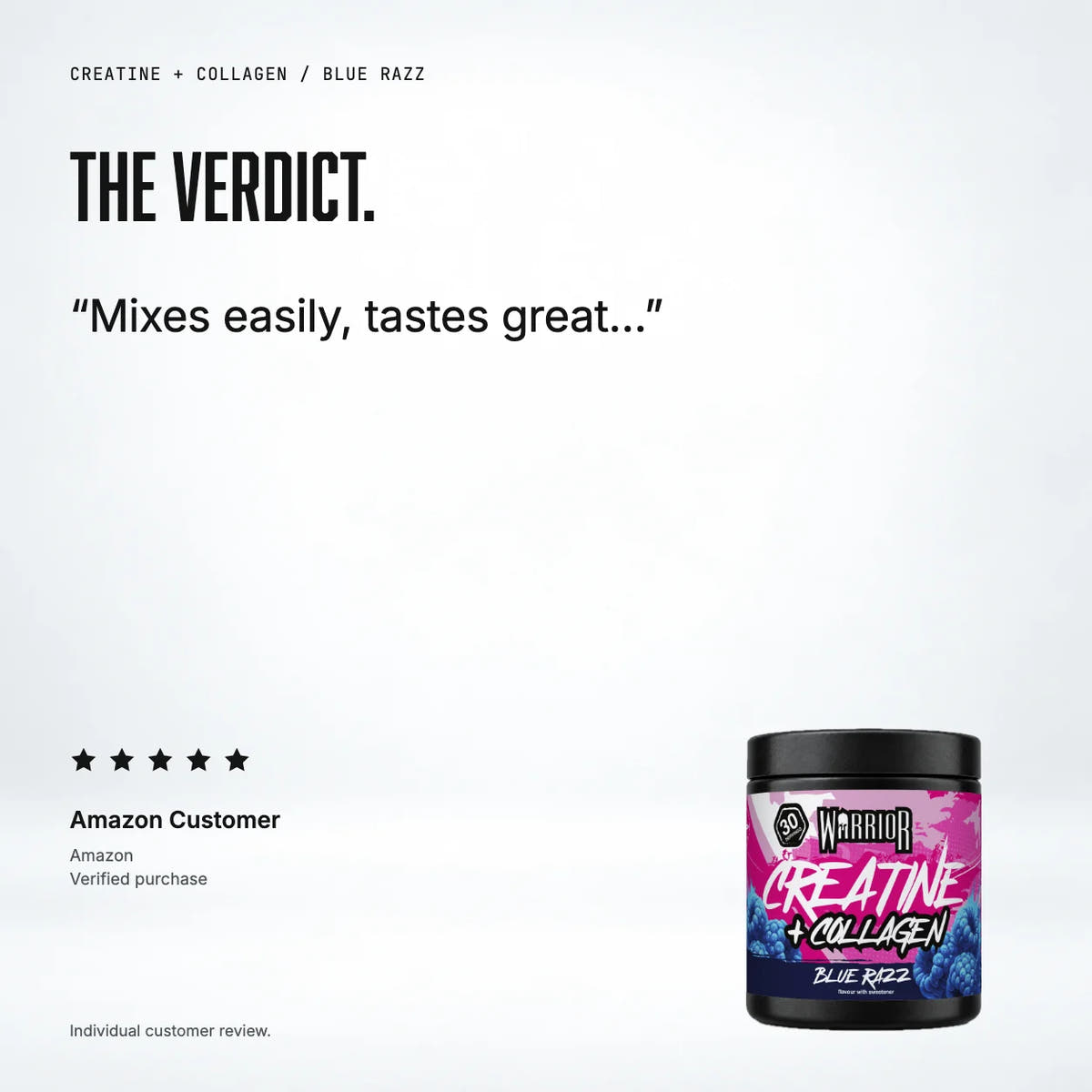 Warrior Creatine Plus Collagen, Blue Razz: customer review
