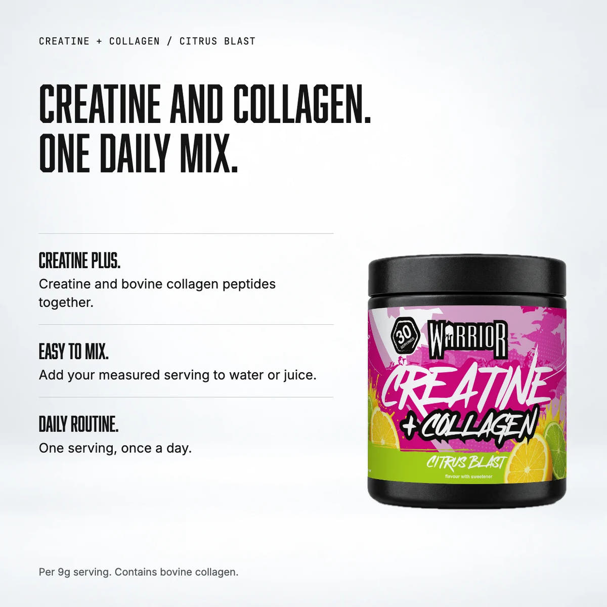 Warrior Creatine Plus Collagen, Citrus Blast: benefits