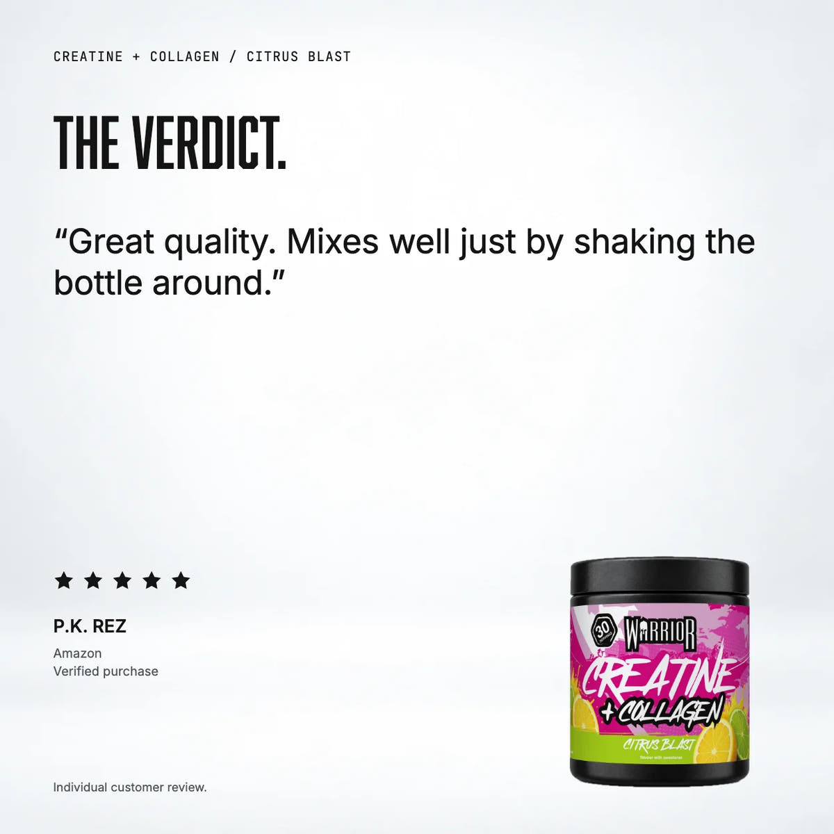 Warrior Creatine Plus Collagen, Citrus Blast: customer review