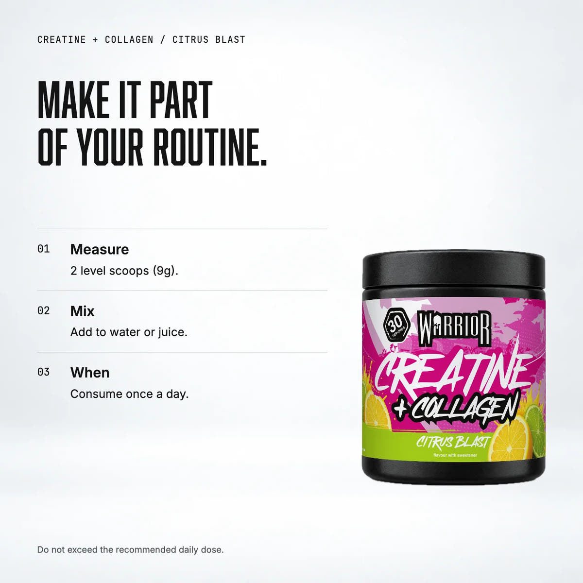 Warrior Creatine Plus Collagen, Citrus Blast: when to take