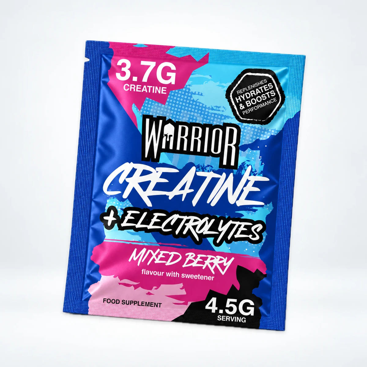 Warrior Creatine Plus Electrolytes – 15 Sachet Pack (30 Servings), Mixed Berry: pack shot